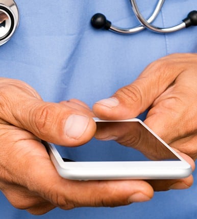 nurse using smart phone